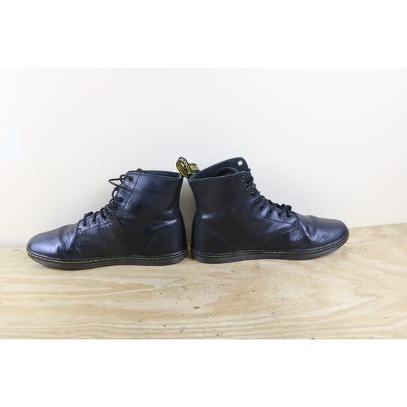 Dr Doc Martens Boots Mens 11 Black Leather Tobas Combat Shoes - Picture 3 of 14